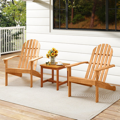 Acacia Wood Patio Adirondack Chair, Inclined Seat, High Backrest, Natural Adirondack Chairs at Gallery Canada