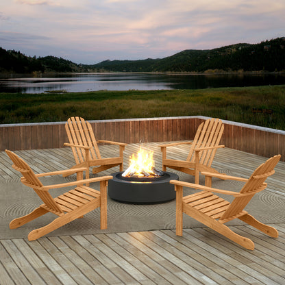 Acacia Wood Patio Adirondack Chair, Inclined Seat, High Backrest, Natural Adirondack Chairs at Gallery Canada