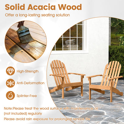 Acacia Wood Patio Adirondack Chair, Inclined Seat, High Backrest, Natural Adirondack Chairs at Gallery Canada
