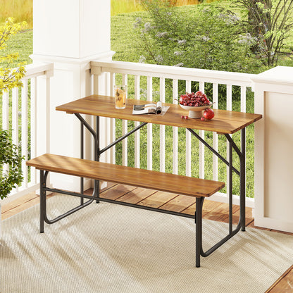Acacia Wood Patio Table Bench for 2 People One-Side Picnic Table, Natural Picnic Tables at Gallery Canada