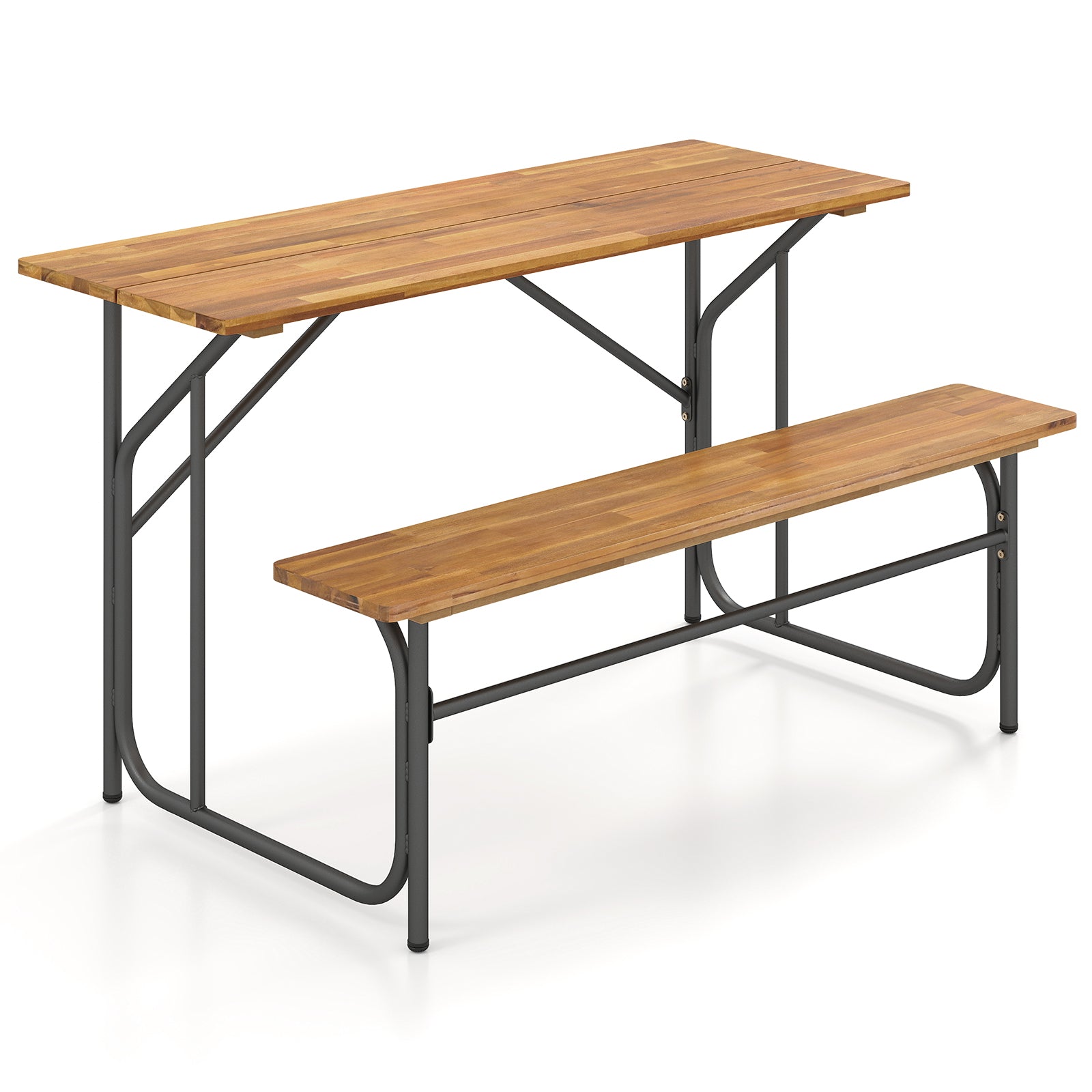 Acacia Wood Patio Table Bench for 2 People One-Side Picnic Table, Natural Picnic Tables at Gallery Canada