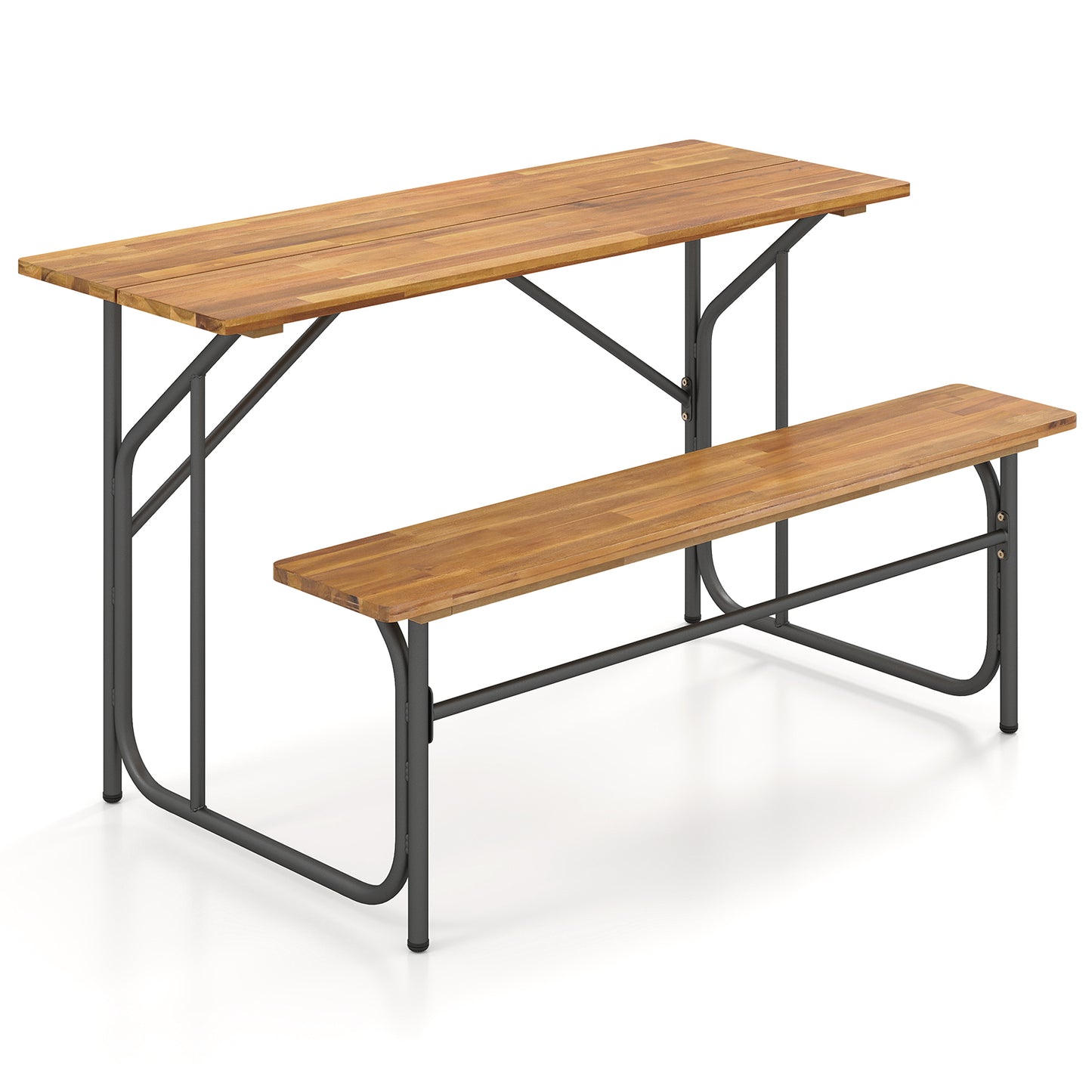 Acacia Wood Patio Table Bench for 2 People One-Side Picnic Table, Natural Picnic Tables at Gallery Canada