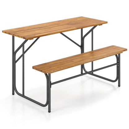 Acacia Wood Patio Table Bench for 2 People One-Side Picnic Table, Natural Picnic Tables at Gallery Canada