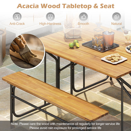 Acacia Wood Patio Table Bench for 2 People One-Side Picnic Table, Natural Picnic Tables at Gallery Canada
