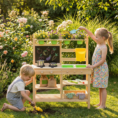 Kids Mud Kitchen, Outdoor Wooden Play Kitchen, Kitchenware, Garden Tools, Natural Play Kitchen at Gallery Canada