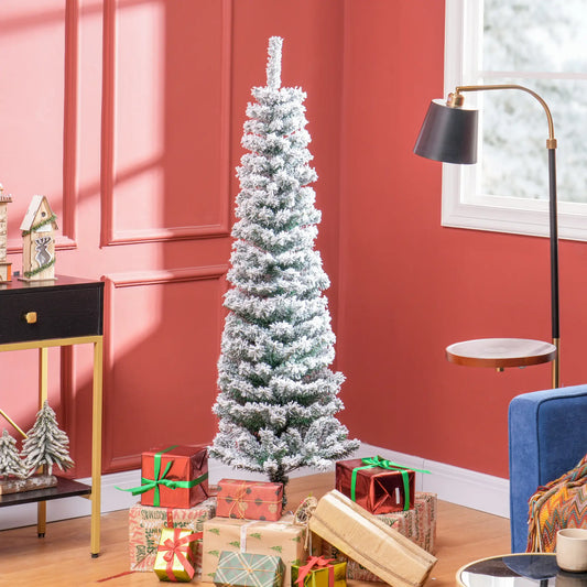 5ft Flocked Pencil Christmas Tree, Realistic Tips, Green Pencil Christmas Trees Green at Gallery Canada