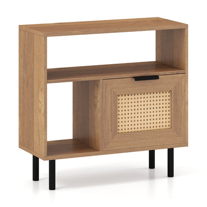 Accent Side End Table with Storage Shelf and Cabinet for Small Space, Natural End & Side Tables at Gallery Canada