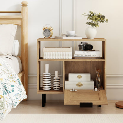 Accent Side End Table with Storage Shelf and Cabinet for Small Space, Natural End & Side Tables at Gallery Canada