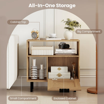 Accent Side End Table with Storage Shelf and Cabinet for Small Space, Natural End & Side Tables at Gallery Canada