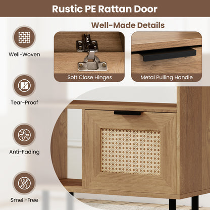 Accent Side End Table with Storage Shelf and Cabinet for Small Space, Natural End & Side Tables at Gallery Canada