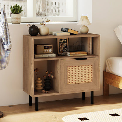 Accent Side Table With Storage Shelf, Cabinet, Natural End & Side Tables at Gallery Canada
