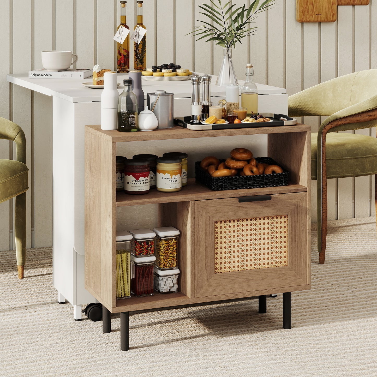 Accent Side Table With Storage Shelf, Cabinet, Natural End & Side Tables at Gallery Canada