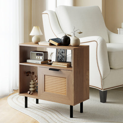 Accent Side Table With Storage Shelf, Cabinet, Natural End & Side Tables at Gallery Canada
