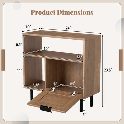 Accent Side Table With Storage Shelf, Cabinet, Natural End & Side Tables at Gallery Canada