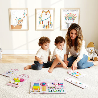 Activity Wall Busy Board Panels for Toddlers Wooden Sensory Board, Pink Learning Toys at Gallery Canada