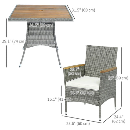 5-Piece Rattan Patio Dining Set, Outdoor Table and Chairs, Teak Patio Furniture Sets at Gallery Canada