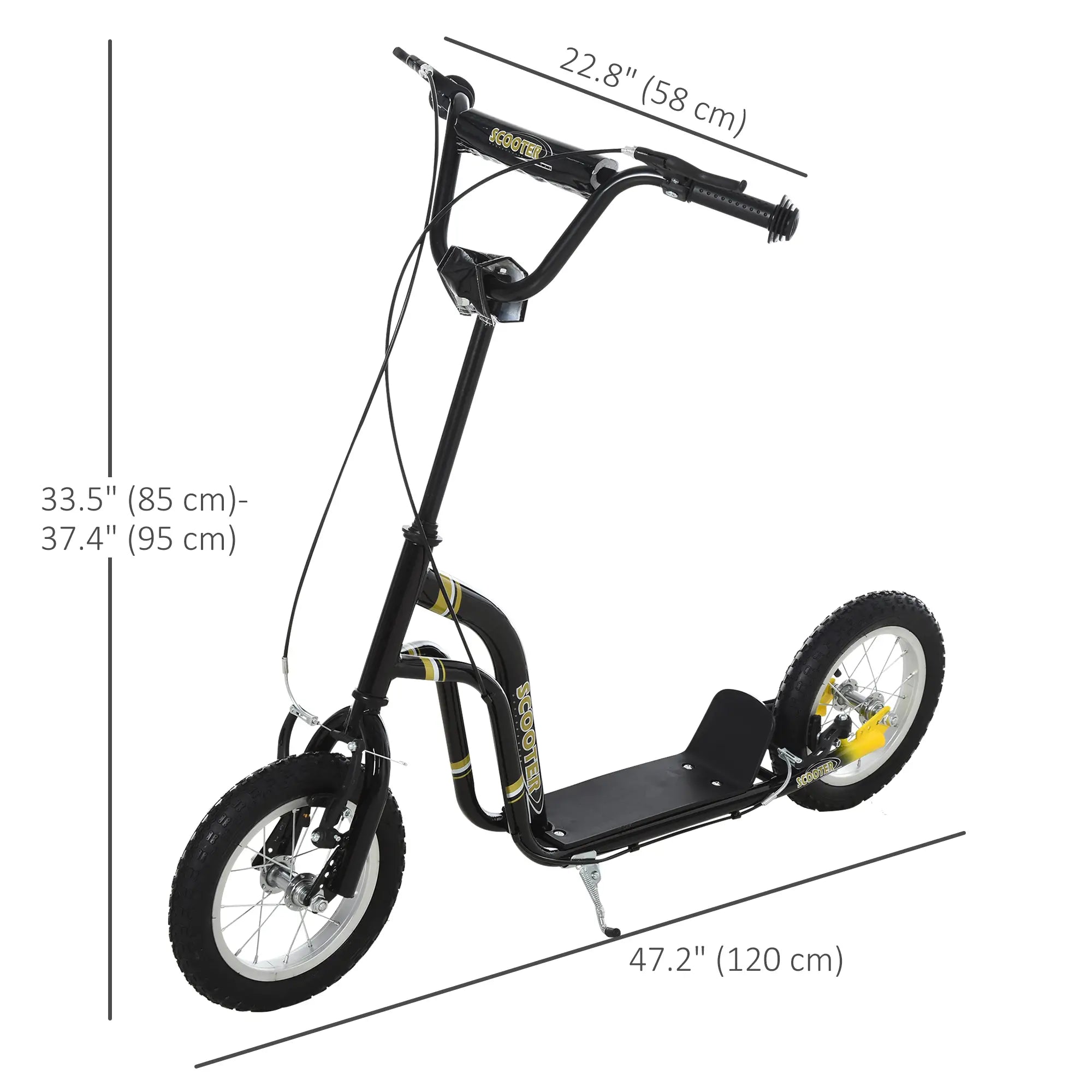 Dual Brakes Kick Scooter, 12-Inch Inflatable Wheel, Age 5+, Black Scooters at Gallery Canada