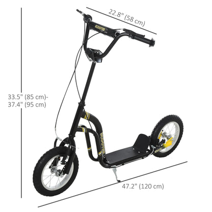 Dual Brakes Kick Scooter, 12-Inch Inflatable Wheel, Age 5+, Black Scooters at Gallery Canada