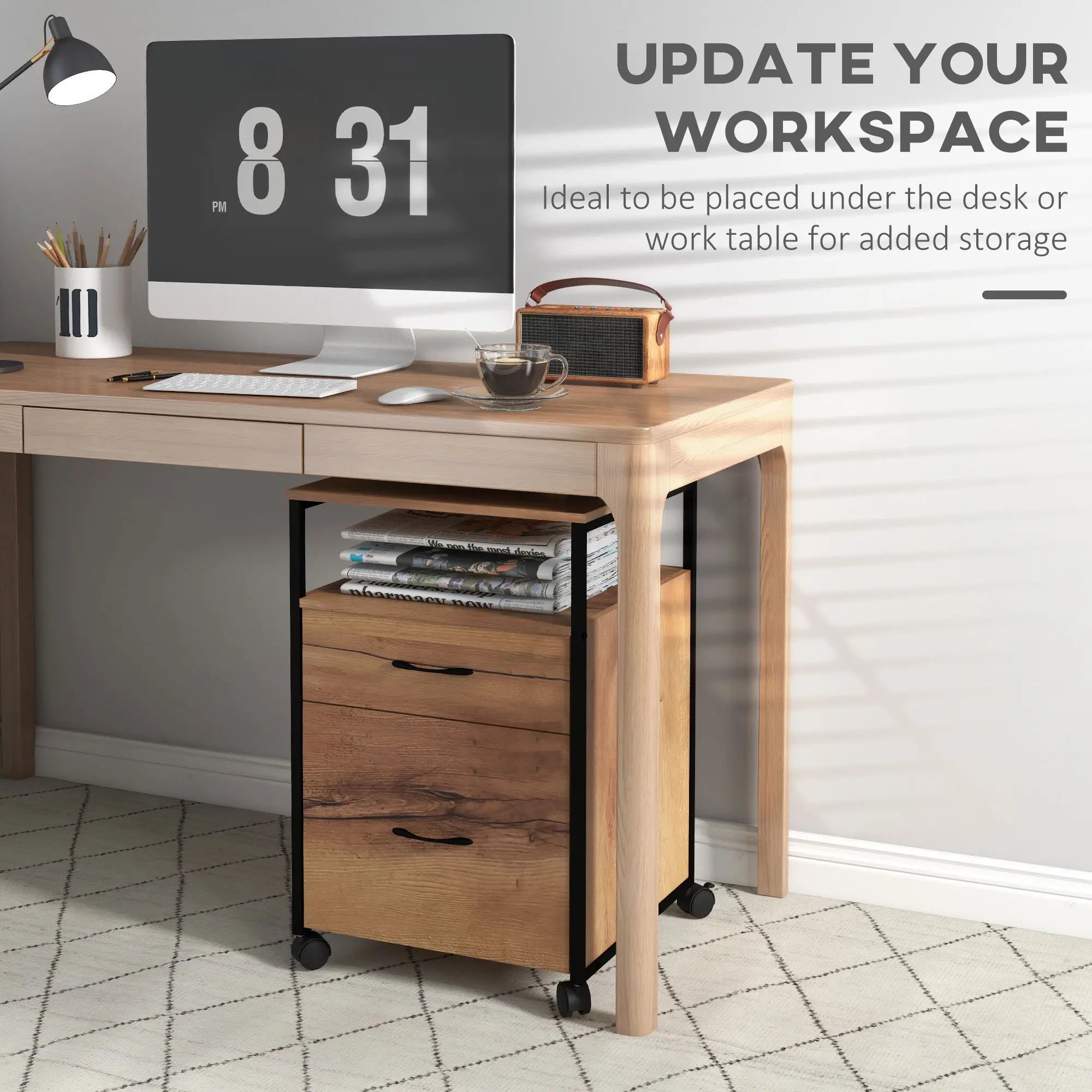 Vertical Filing Cabinet with Wheels, 26.2