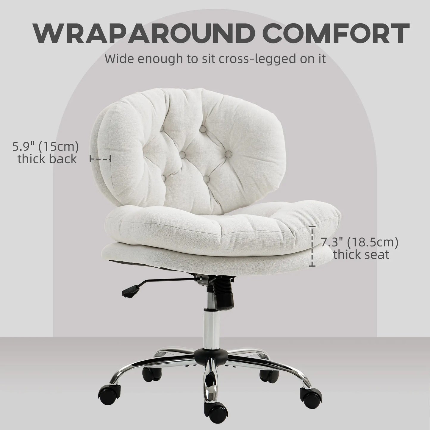 Armless Office Chair, Wide Padded Seat, Adjustable Height, Cream White Task Chairs at Gallery Canada