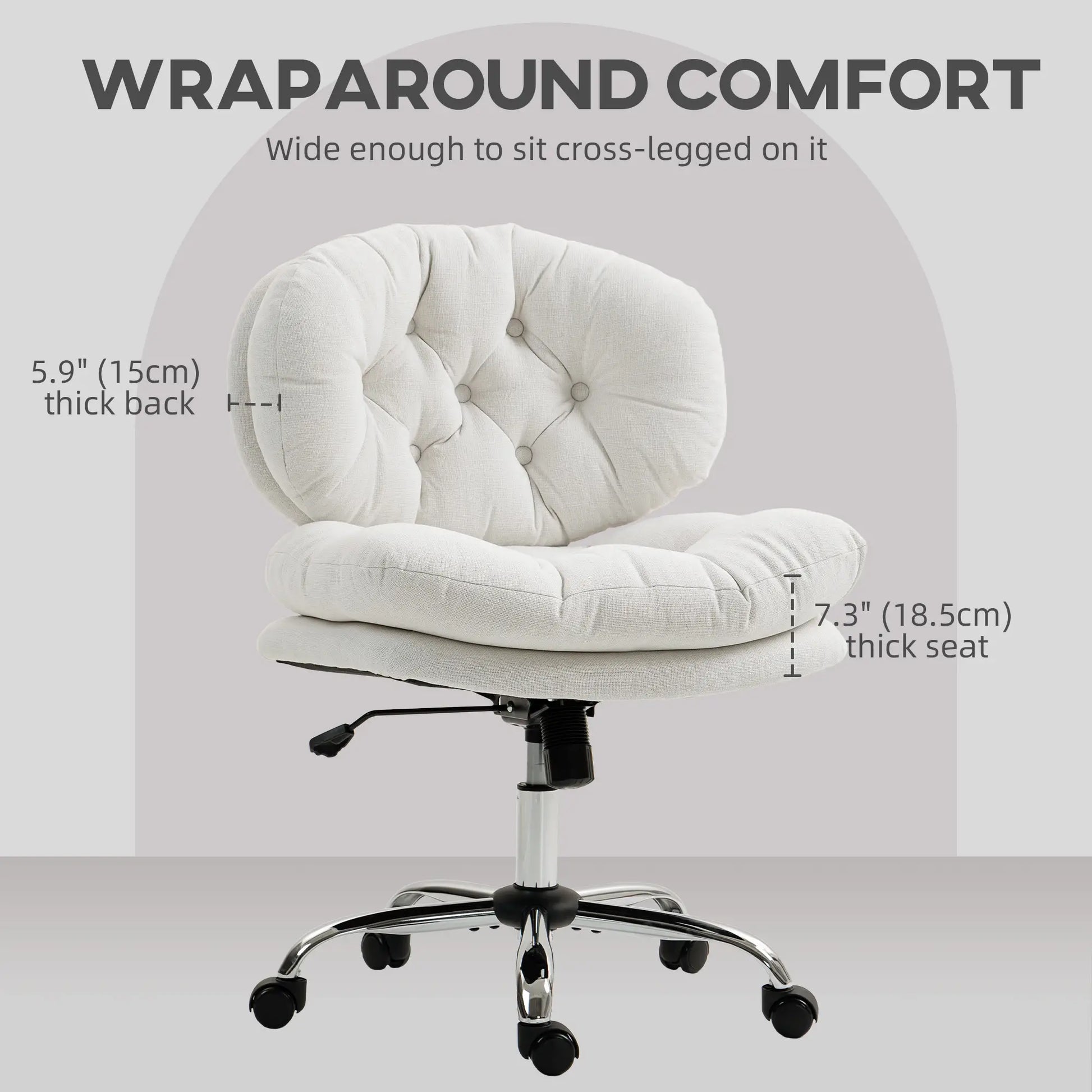 Armless Office Chair, Wide Padded Seat, Adjustable Height, Cream White Task Chairs at Gallery Canada