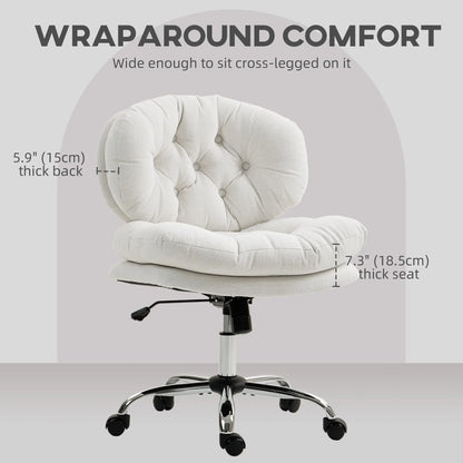 Armless Office Chair, Wide Padded Seat, Adjustable Height, Cream White Task Chairs at Gallery Canada