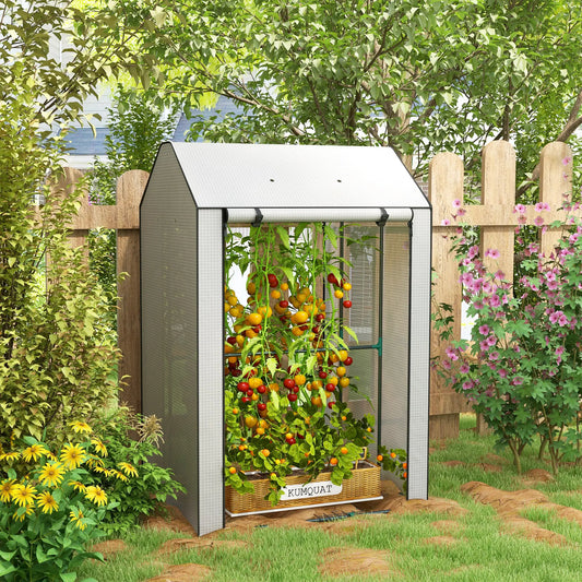Mini Greenhouse With 4 Wire Shelves, Portable, 39.4" x 31.5" x 59.1", White Mini Greenhouses White, Dark Green at Gallery Canada