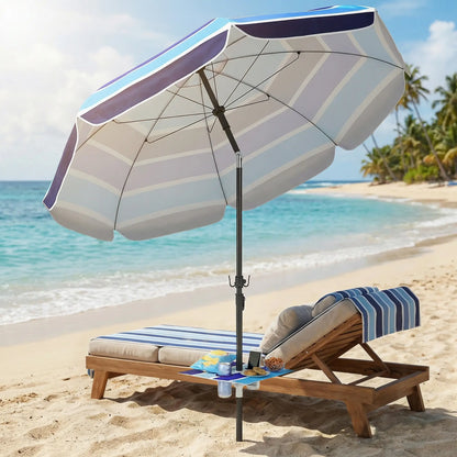 Adjustable Tilt Beach Umbrella, 78" Multicolor, Foldable Table Cup Holder, Multicolor Beach Umbrellas at Gallery Canada