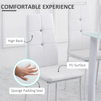 Modern Dining Chairs, Set of 4, Button Tufted High Back, White Bar Stools at Gallery Canada