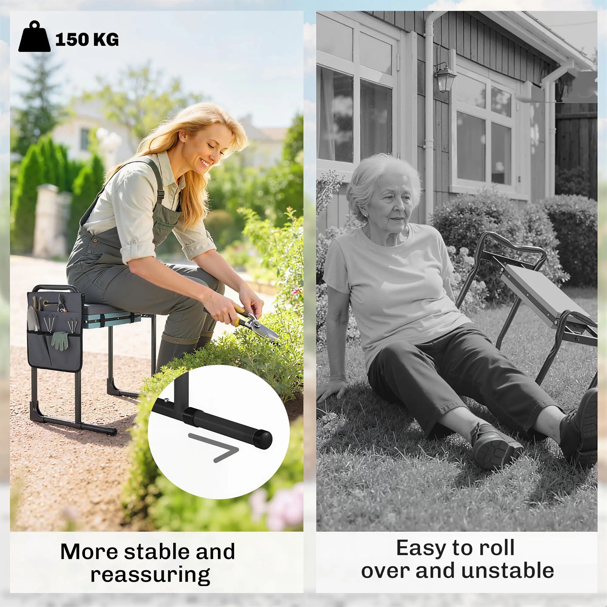 Heavy Duty Foldable Garden Kneeler Seat, Extendable Steel Legs Garden Accessories at Gallery Canada