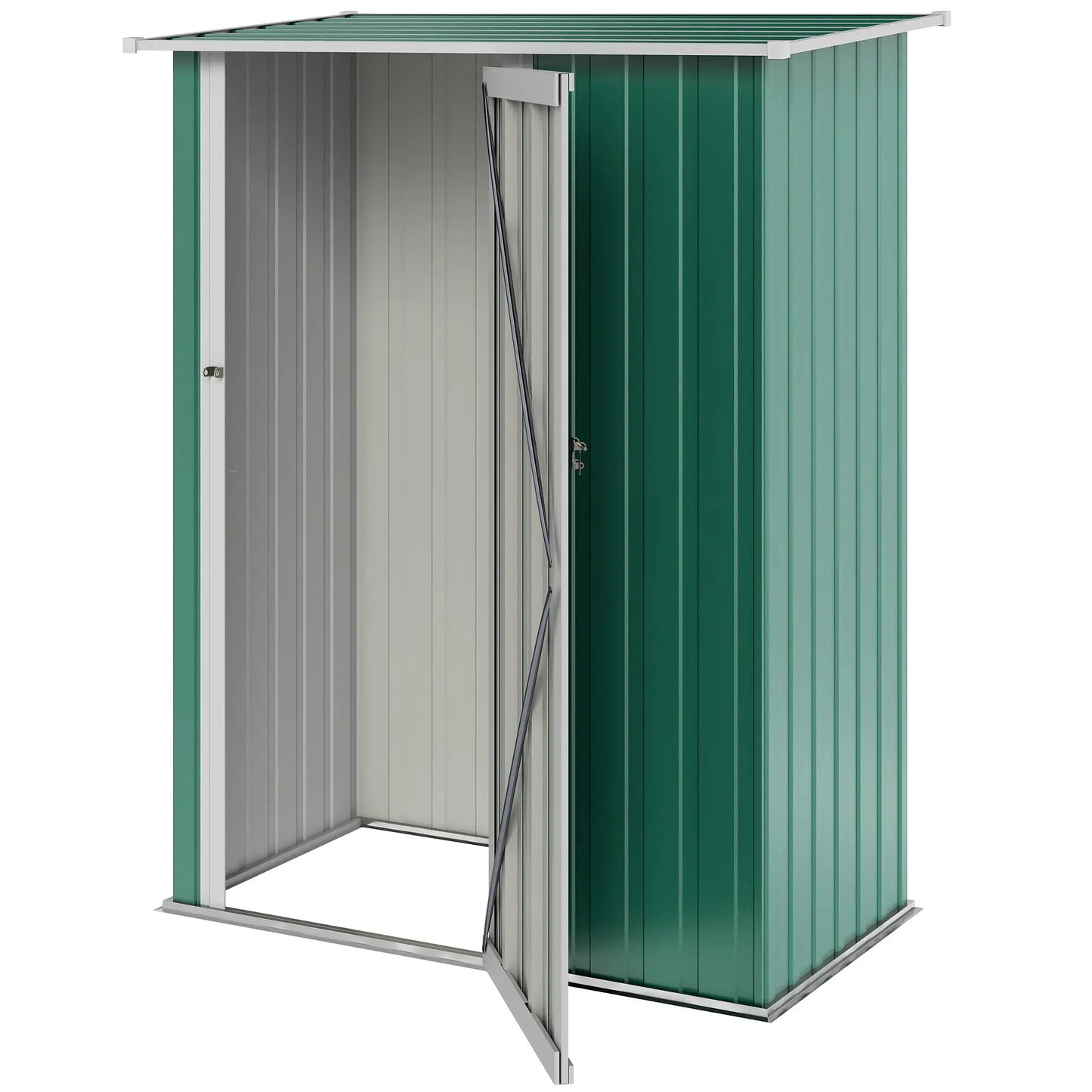 5 x 3ft Outdoor Metal Garden Shed, Sloped Roof, Lockable Door, Green Sheds Green at Gallery Canada