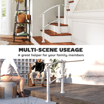 Outdoor Step Handrails, Porch Deck Railing, White Metal Stair Railing, White Garden Decor at Gallery Canada