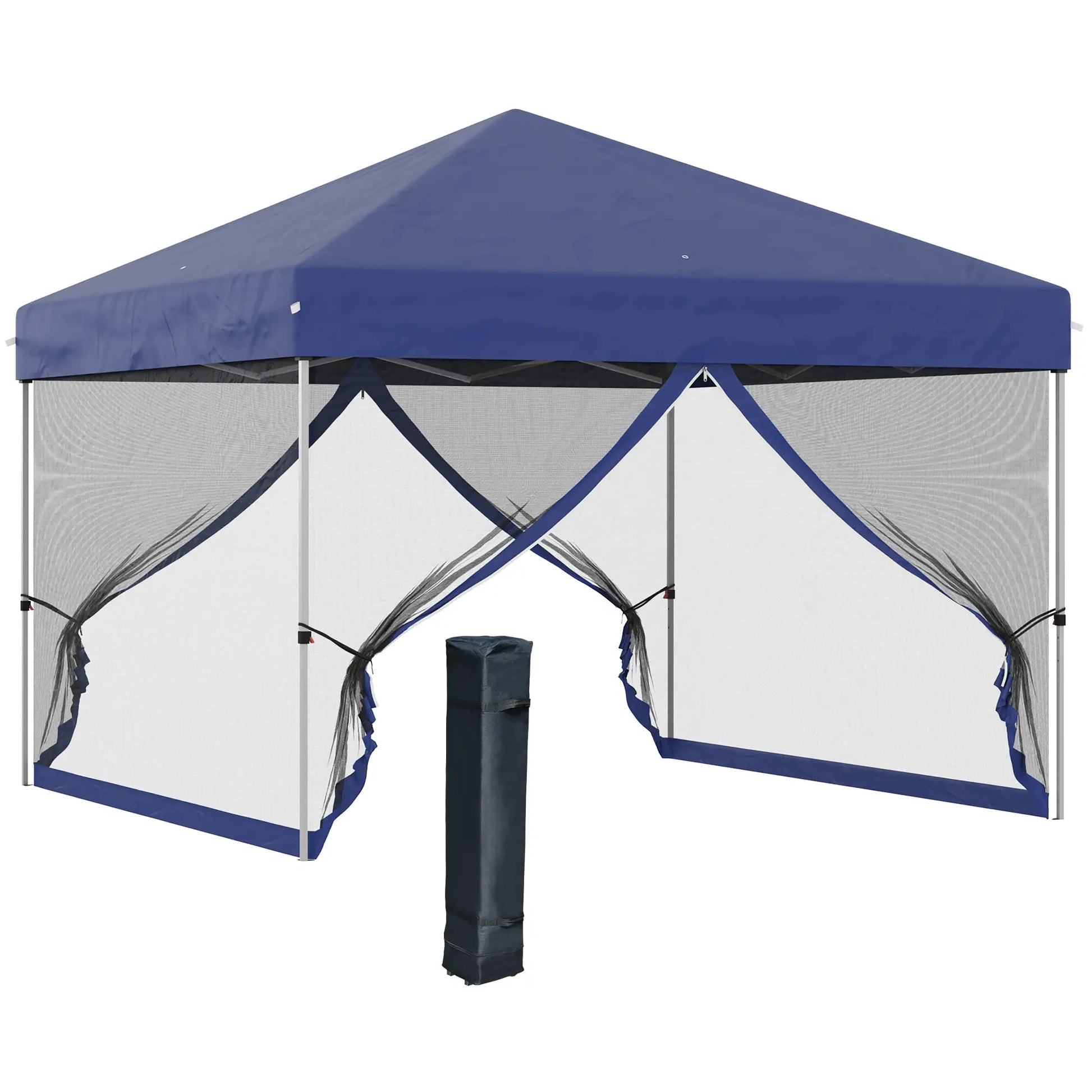 10' x 10' Pop-Up Canopy Tent, Mesh Sidewalls, Adjustable Height, Blue Pop Up Canopies at Gallery Canada