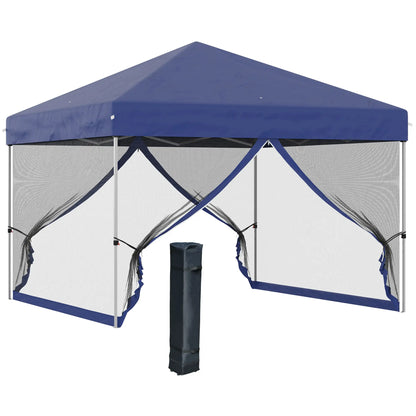 10' x 10' Pop-Up Canopy Tent, Mesh Sidewalls, Adjustable Height, Blue Pop Up Canopies at Gallery Canada