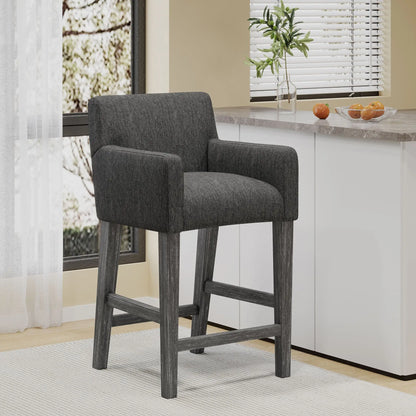 Upholstered Counter Stools, Rubberwood Frame, 24×23×39.5 inch, Charcoal Bar Stools at Gallery Canada