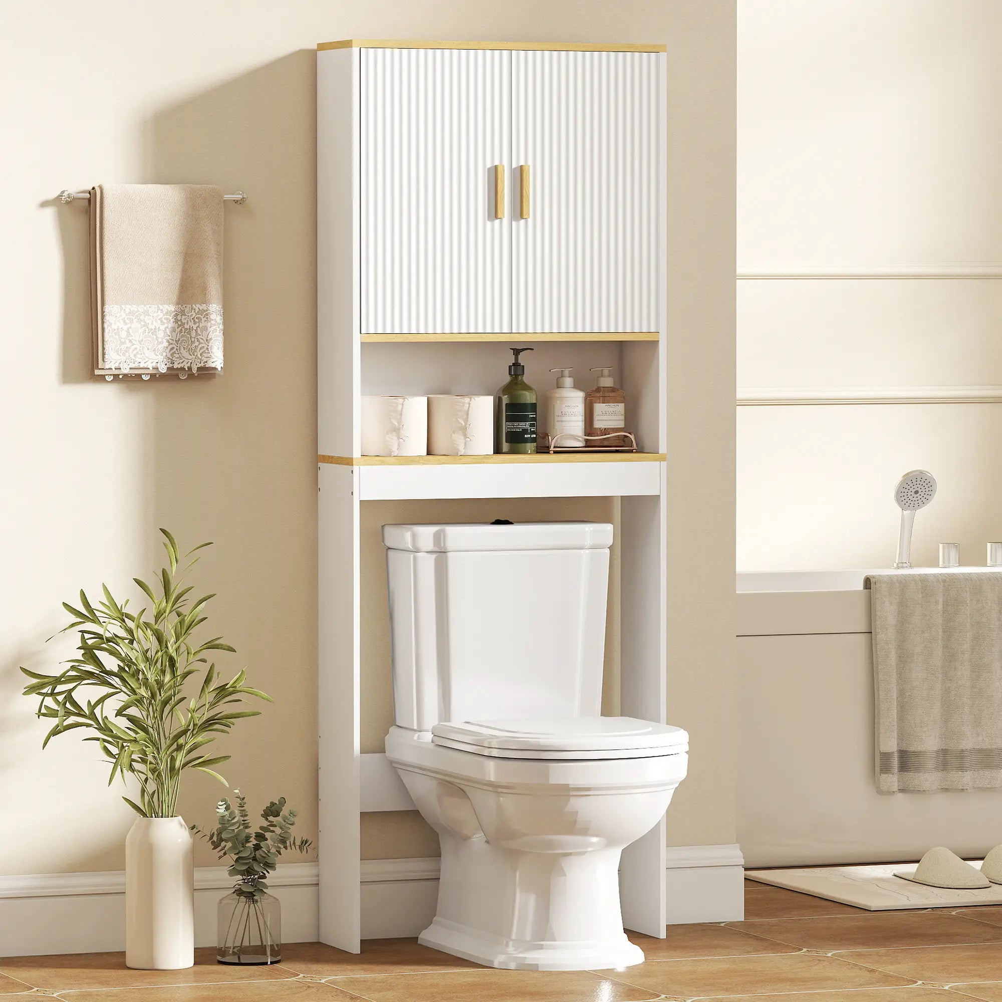 Adjustable Over Toilet Storage Shelf, White Oak, 24 Inch, White Over The Toilet Storage at Gallery Canada