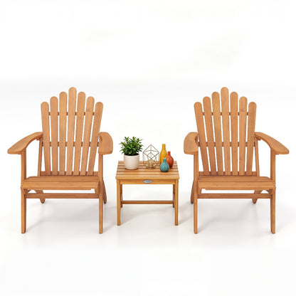 Adirondack Chair Set of 2 with Side Table for Deck Garden and Porch Patio Conversation Sets Natural at Gallery Canada