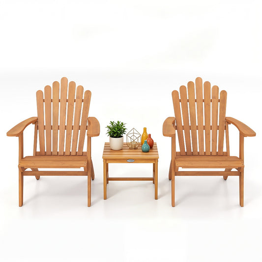 Adirondack Chair Set of 2 with Side Table for Deck Garden and Porch Patio Conversation Sets Natural at Gallery Canada