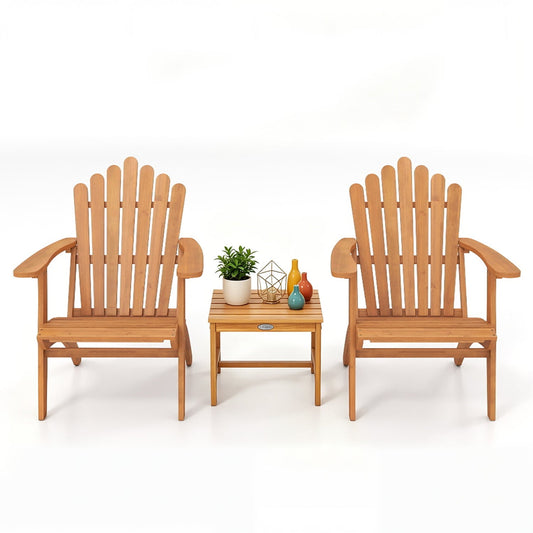Adirondack Chair Set of 2 with Side Table for Deck Garden and Porch Patio Conversation Sets Natural at Gallery Canada