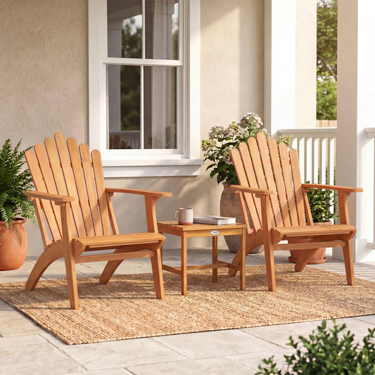 Adirondack Chair Set of 2 with Side Table for Deck Garden and Porch Patio Conversation Sets Natural at Gallery Canada