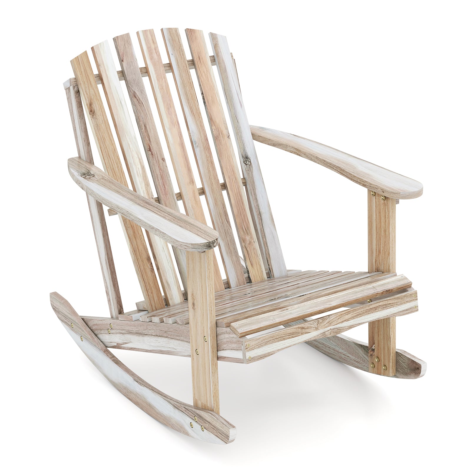 Adirondack Rocking Chair with Slatted Seat and High Fanned Back, Natural Adirondack Chairs Natural at Gallery Canada