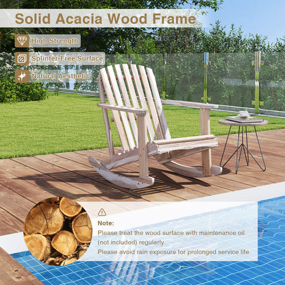 Adirondack Rocking Chair with Slatted Seat and High Fanned Back, Natural Adirondack Chairs at Gallery Canada