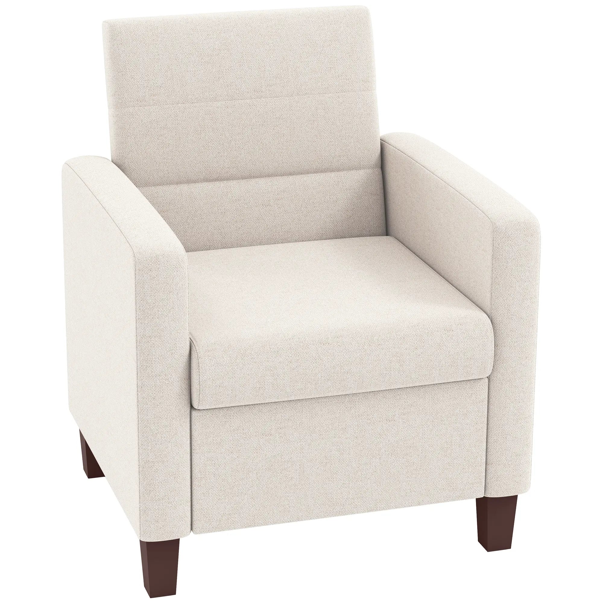 Modern Fabric Accent Chair, Seat Cushion, Non-Slip Pads, Cream White Accent Chairs at Gallery Canada