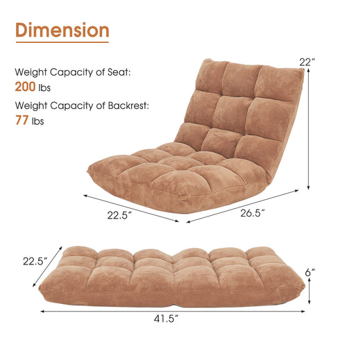Adjustable 14-position Cushioned Floor Chair, Beige