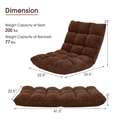 Adjustable 14-Position Cushioned Floor Chair, Brown Floor Chairs at Gallery Canada