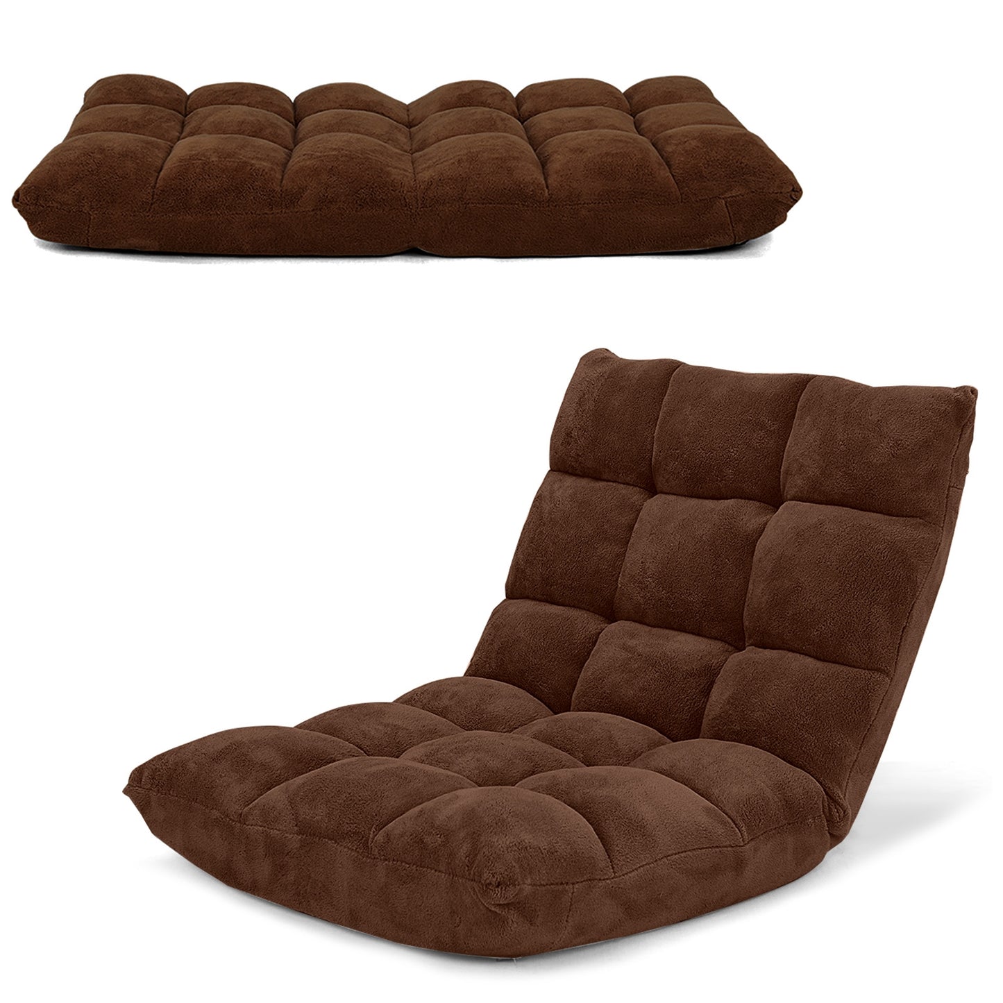 Adjustable 14-Position Cushioned Floor Chair, Brown Floor Chairs at Gallery Canada