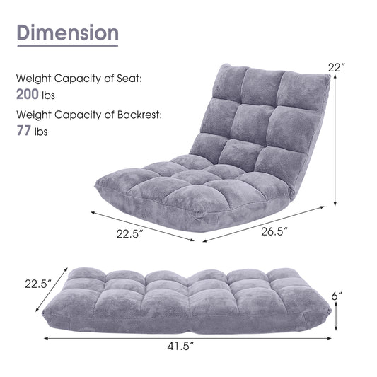 Adjustable 14-Position Cushioned Floor Chair, Gray Floor Chairs Gray at Gallery Canada
