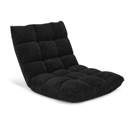 Adjustable 14-Position Floor Chair, Folding Gaming Sofa, Black Floor Chairs Black at Gallery Canada