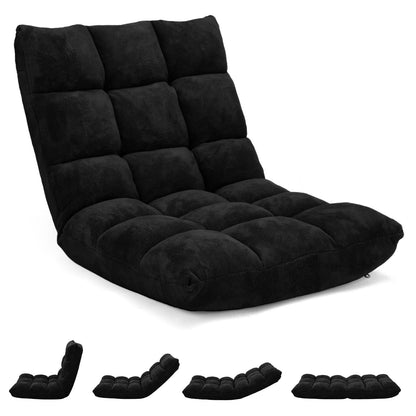 Adjustable 14-Position Floor Chair, Folding Gaming Sofa, Black Floor Chairs at Gallery Canada