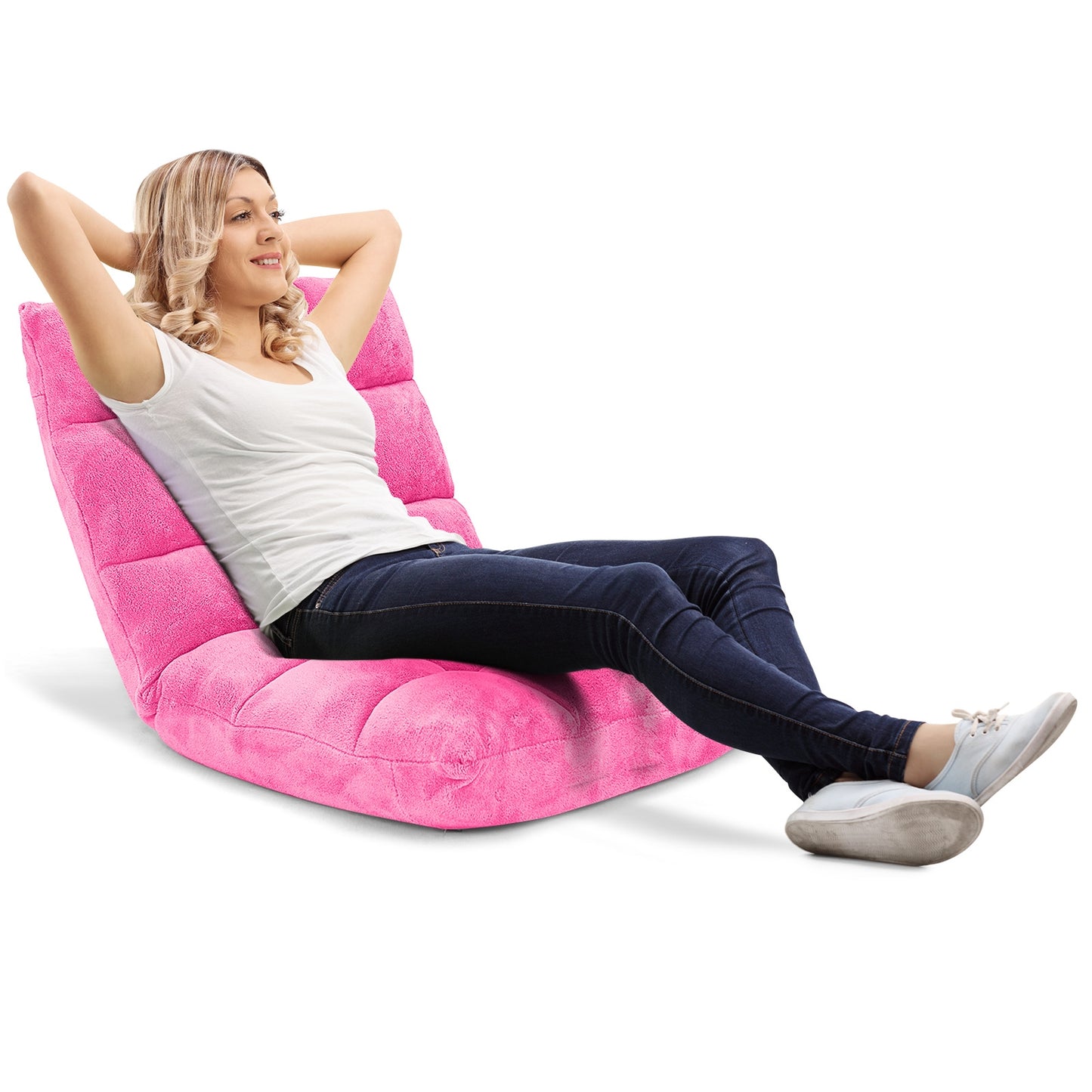 Adjustable 14-Position Cushioned Floor Chair, Pink Floor Chairs at Gallery Canada